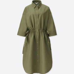 Uniqlo olive green paper bag dress